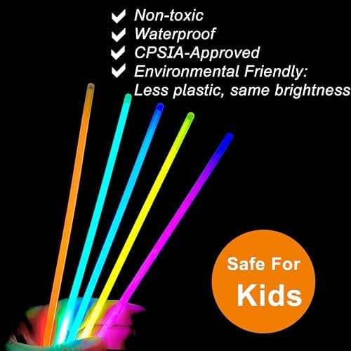 GiftExpress Glow Sticks 150Pk - 8" Assorted Neon Color Glow In The Dark Glowsticks - Bulk Light Up Party Accessories to Make Necklaces, Bracelets, Decorations for Party Favor - Bright