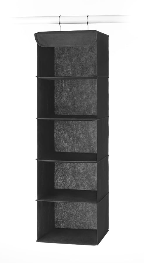 Whitmor 5 Tier Shelf Hanging Closet Organizer, Hanging Shelves with 2 Sturdy Metal