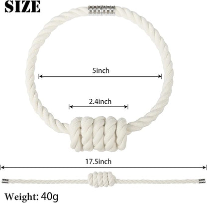 Fenghuangwu 2Pack Magnetic Curtain Tiebacks – Bohemian Style Handmade Woven Tie-Backs for Drapes,Elegant Exquisite Knot Holdbacks,Outdoor Boho & Modern Home Decor-Cotton