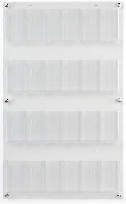 Displays2go Acrylic Brochure Rack, Wall-Mount, 4-Tiered, 12 to 24 Adjustable Pockets - Clear (2RP12CLR)
