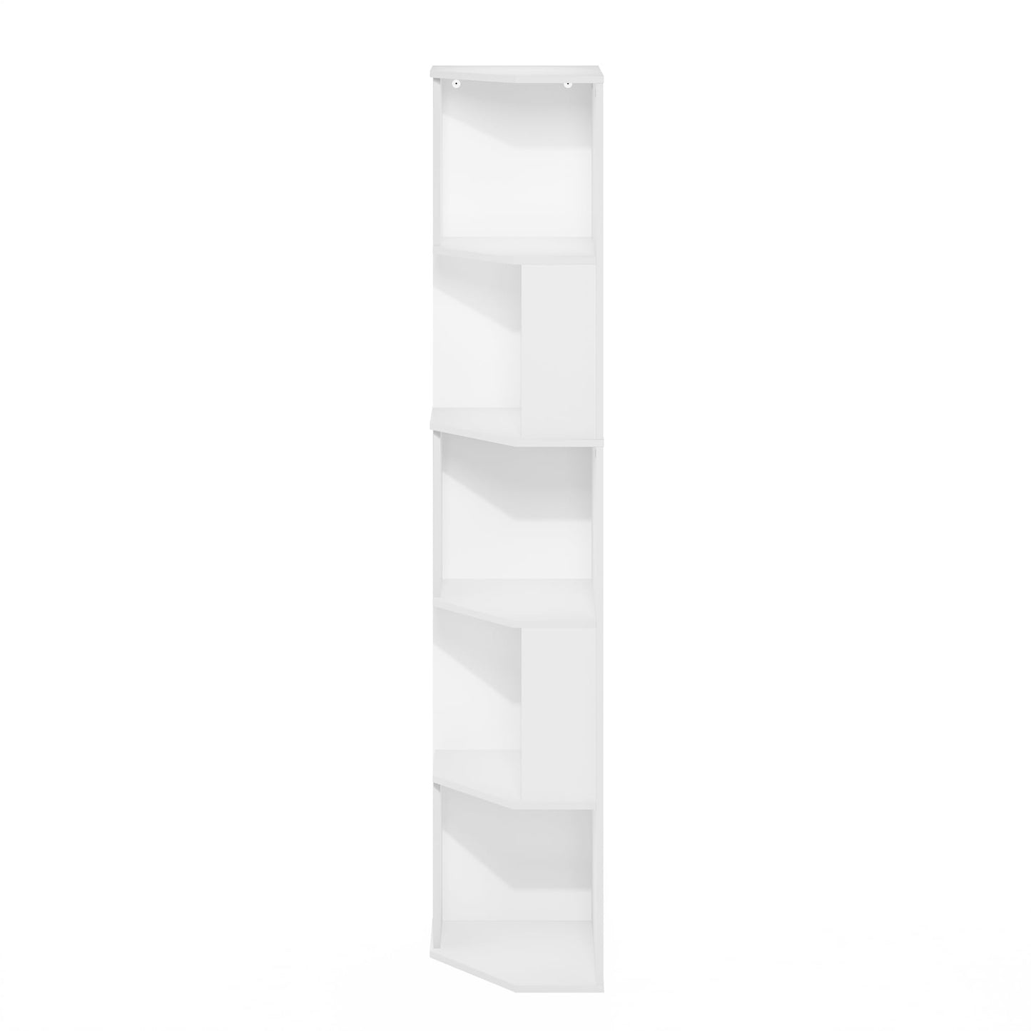 Furinno ECON Corner Shelf, 5-Tier Corner Book Shelf, Standing Storage Shelves, Cube Display Rack