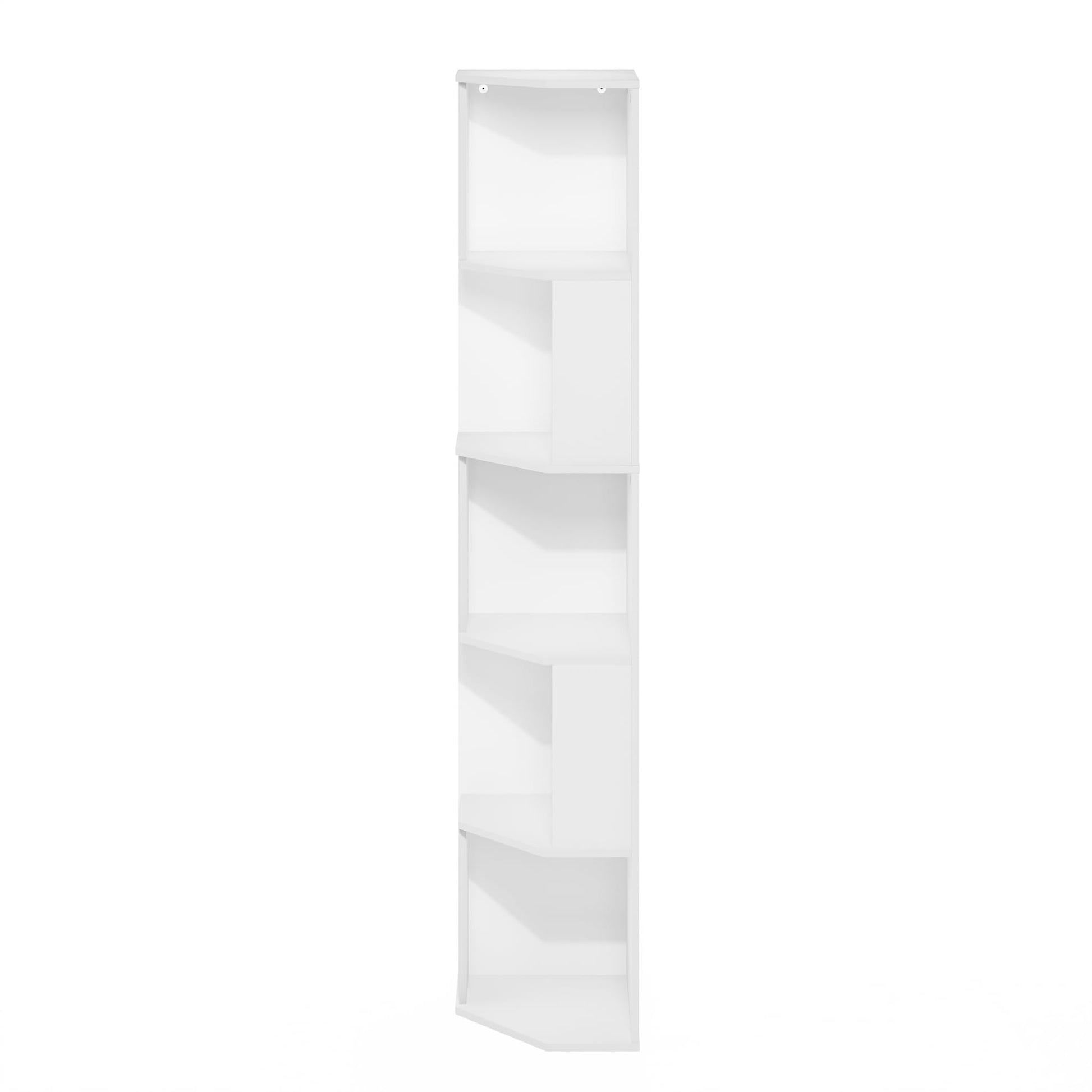 Furinno ECON Corner Shelf, 5-Tier Corner Book Shelf, Standing Storage Shelves, Cube Display Rack