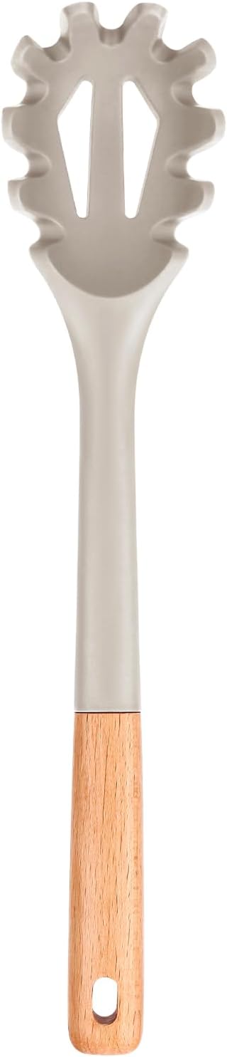 Silicone Pasta Fork, Kitchen Heat Resistant Noodle Spoon Server, BPA Free Spaghetti Strainer,12.8
