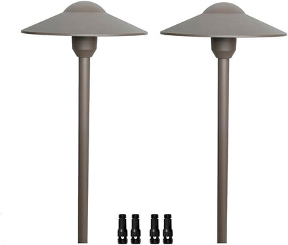 Arrownine Cast Aluminum Low Voltage Outdoor Pathway Light Walkway Landscape Path Lights Included Ground Spike,Wire Connectors Free Replaceable 3 Watts G4 LED Bulb Warm White 2-Pack Bronze Finish
