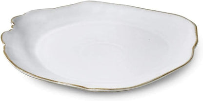 Serene Spaces Living Set of 2 Large Free-Form Edge Glazed Ceramic Plate- Dinnerware for Vintage Weddings, Events, Measures 12" Diameter and 1.5" Tall