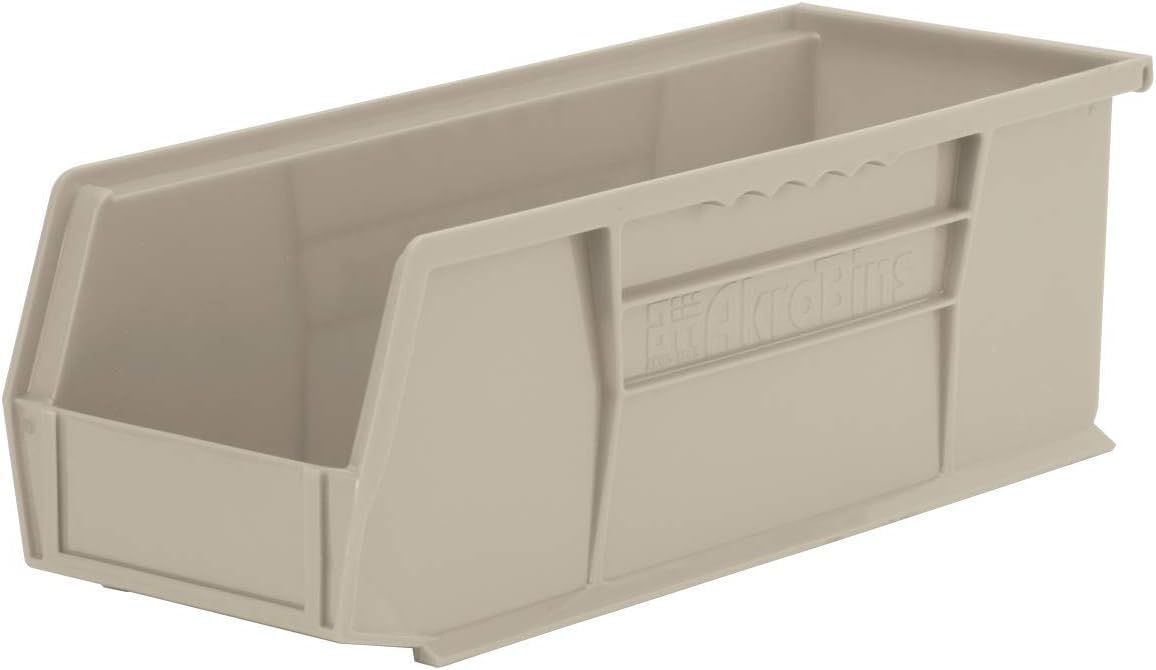 Akro-Mils 30234 AkroBins Plastic Storage Bins, 15"x5"x5", Stone, 12-Pack