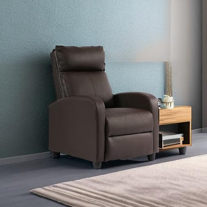 BestMassage | Recliner Chair | No Massage Function | Pu Brown | with Lumbar Support, Adjustable Push Back, Wide Armrests, Footrest & Padded Seat | Easy Assembly | for Living Room, Home Theatre