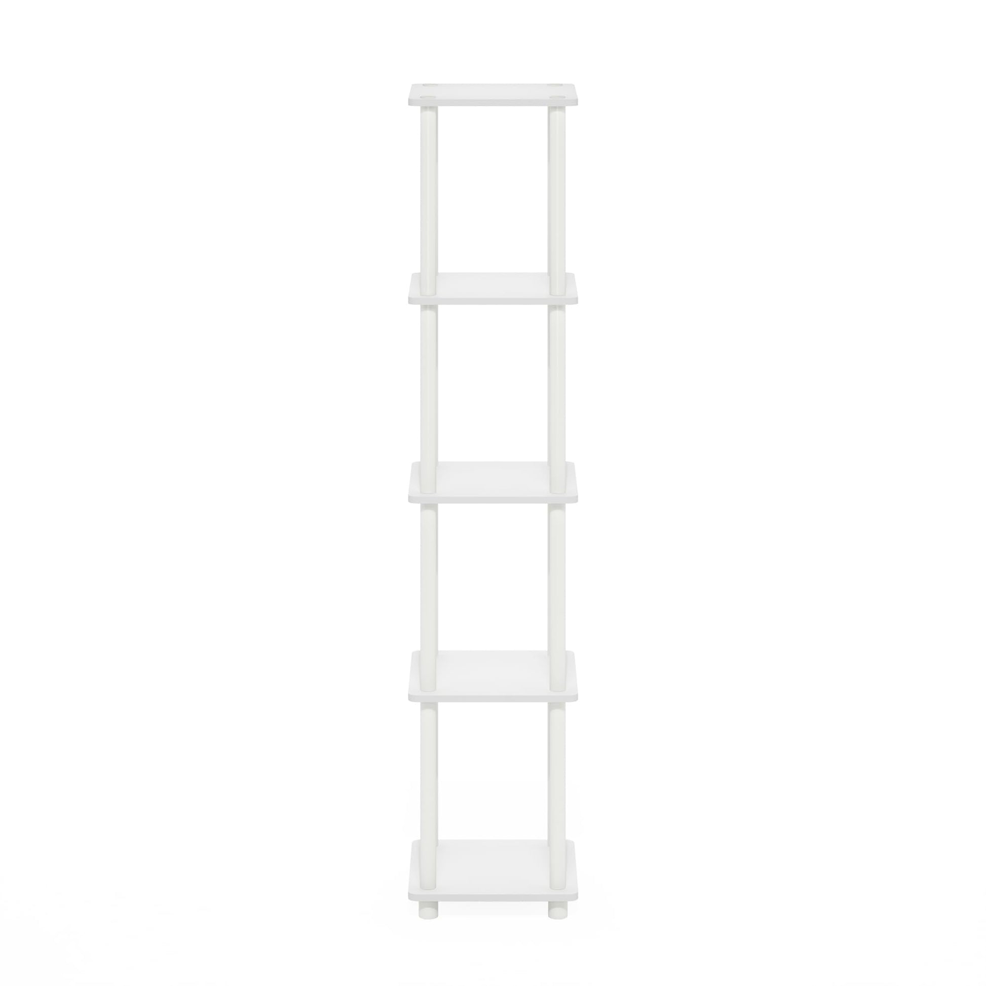 Furinno Turn-N-Tube Storage Shelves, 5-Tier Square Book Shelf, Corner Shelf, Toolless Open Shelves