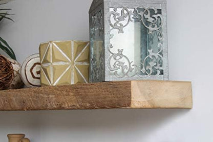 Urban Legacy Reclaimed Barnwood Planks | Floating Shelves for Wall w/Flush Mount Shelf Bracket Set Included | Set of 2 (Natural, 36" x 7" x 2")