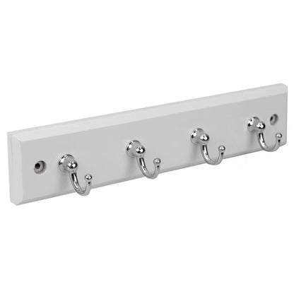 Wall-Mounted Key Hanger for Wall (White), by Home Basics | Includes 4 Key Hooks | MDF and Steel Key