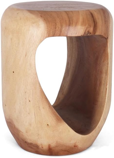 Rutledge & King Naples Wood End Table - Small Round Side Table - Suar Wood Side Table - Round