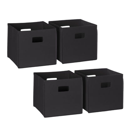RiverRidge Folding Storage Bins - 4-pack of 10in Tall Black Cubes