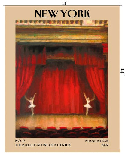 Retro Vintage New York Wall Art Print - 11x14 Unframed Poster - New York City Souvenirs, Cute Trendy Colorful Wall Decor (Ballet, 11x14")