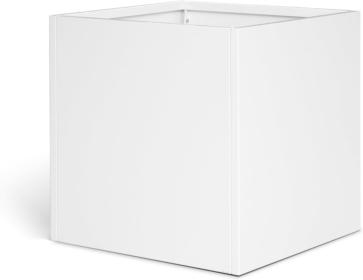 White Outdoor Planter Square Steel Planters Galvanized Steel Planter Box Indoor Metal Large Planters Cube Heavy Duty Flower Pot 20 Inch Modern Commercial Residential for Trees Patio Deck Yard Garden