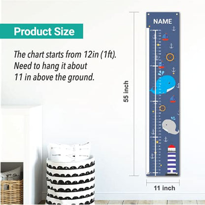 Sungwon Personalized Kids Canvas Growth Chart, Whale