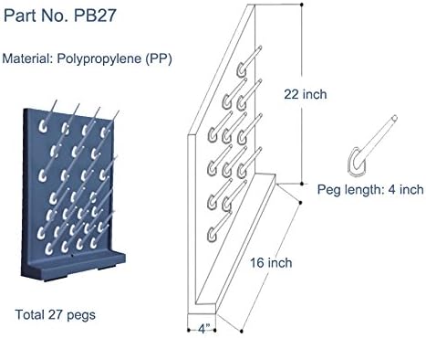 Pegboard Bench-top/Wall-Mount Laboratory Glassware Drying Rack with 27 Pegs, Black Color