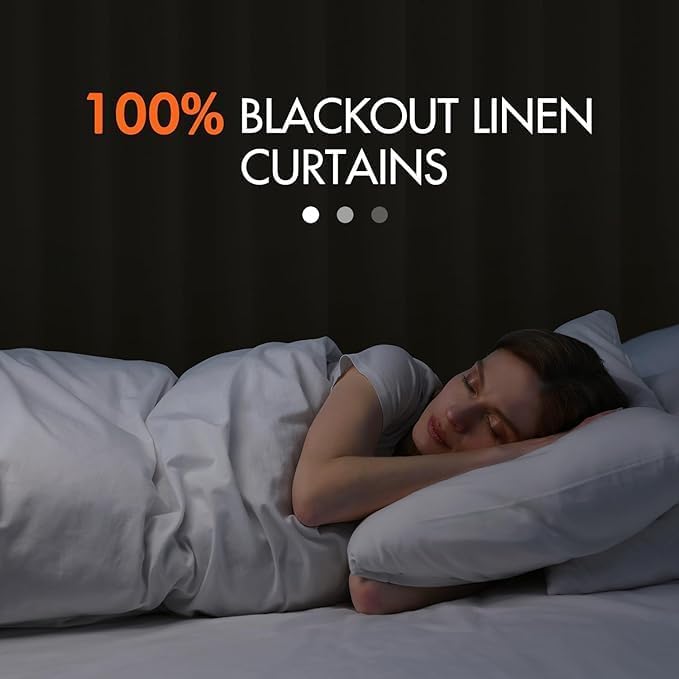 MIULEE 100% Blackout Curtains 90 Inch Long 2 Panels for Bedroom, Thick Luxury Faux Linen Black Out Curtain Room Darkening Back Tab Pleat Window Textured Drapes with Hooks for Living Room, Ivory