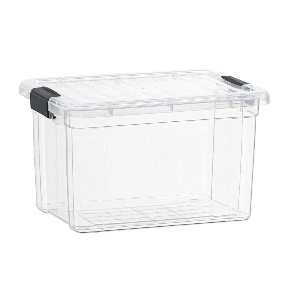 Superio Small Clear Storage Box with Lid, 4.75 Quart Plastic Container Bins for Organizing
