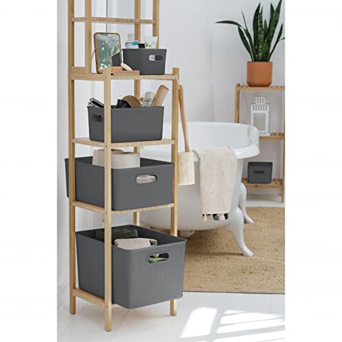 Superio Decorative Plastic Basket Open Home Storage Bins Organizer Baskets, X-Large Grey (8 Pack)