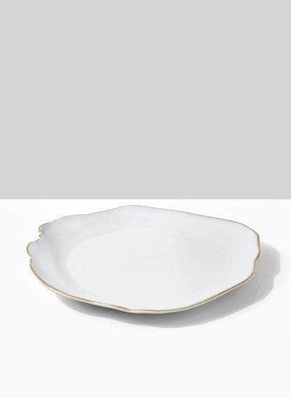 Serene Spaces Living Set of 2 Medium Free-Form Edge Glazed Ceramic Plate- Dinnerware for Vintage Weddings, Events, Measures 9" Long, 8" Wide and 1" Tall