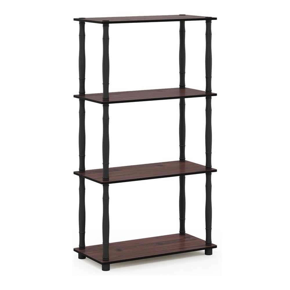 Furinno Turn-N-Tube 4-Tier Multipurpose Shelf Display Rack, Classic Tubes, Dark Cherry/Black
