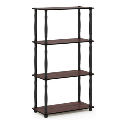 Furinno Turn-N-Tube 4-Tier Multipurpose Shelf Display Rack, Classic Tubes, Dark Cherry/Black