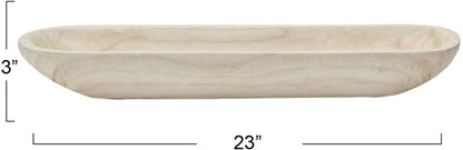 Creative Co-Op Decorative Paulownia Wood Tray, White