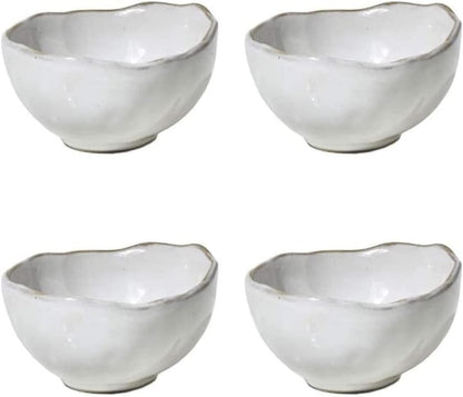 Serene Spaces Living Set of 4 Extra Small Free-Form Edge Glazed Ceramic Bowl, Centerpiece for Vintage Weddings, Events, Home Décor, Measures 4" Diameter, 2.25" Tall