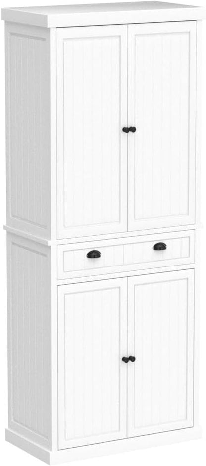 ARTPOWER 72" Tall Kitchen Pantry Storage Cabinet with Drawer and Adjustable Shelves, Pantry Cabinet for Kitchen, Bathroom or Hallway, White