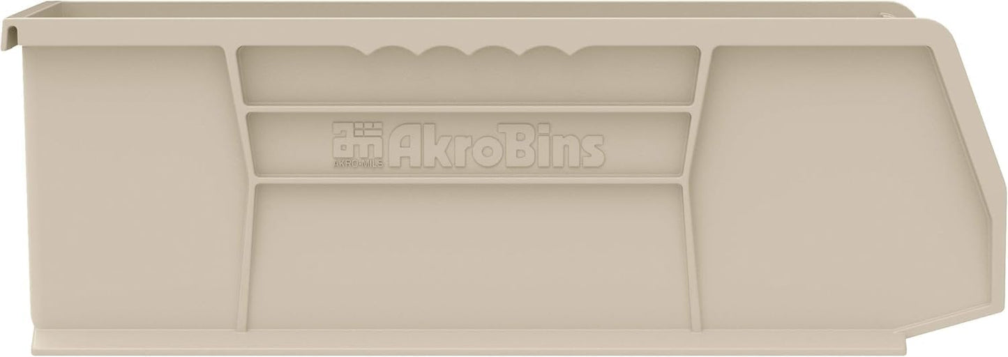 Akro-Mils 30234 AkroBins Plastic Storage Bins, 15"x5"x5", Stone, 12-Pack
