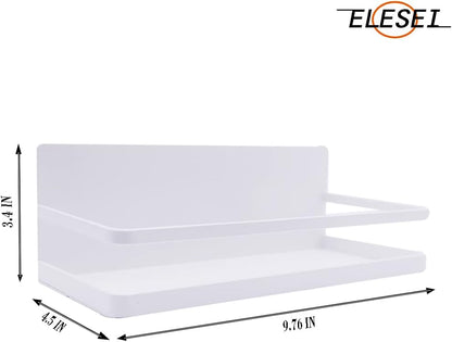 Magnetic Spice Rack Refrigerator Side Magnetic Spice Rack Kitchen Magnetic Shelf Magnetic Fridge Shelf Perfect Space Saver for Kitchen/Apartment 2 Pack (White)