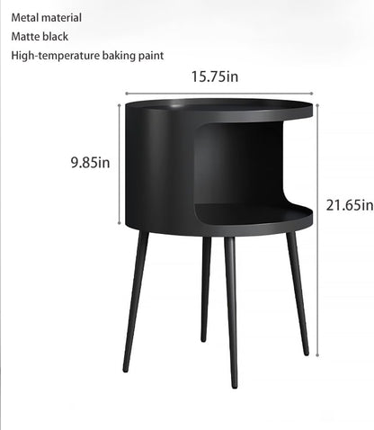 Modern Side Table,Round end Table with Open Storage,Metal nightstand,Bedside Table for Living Room,Bedroom
