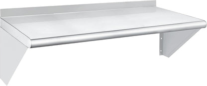 HARDURA Stainless Steel Shelf 14" x 36", 275lb Commercial Shelves Wall Mount Metal Shelving with Backsplash and Brackets for Kitchen, Restaurant, Laundry Room and Home