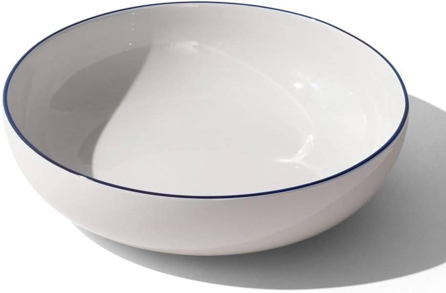 Made In Cookware - Serving Bowl - White With Navy Rim - Porcelain - Crafted in England