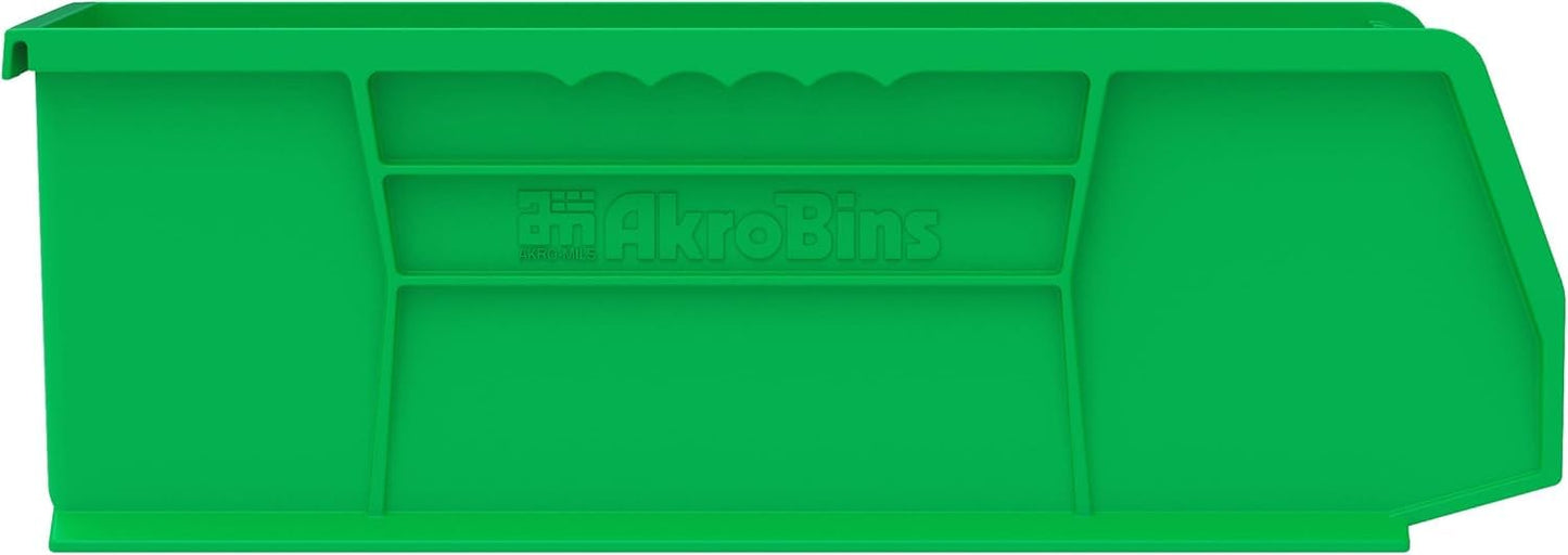 Akro-Mils 30234 AkroBins Plastic Storage Bins, 15"x5"x5", Green, 12-Pack