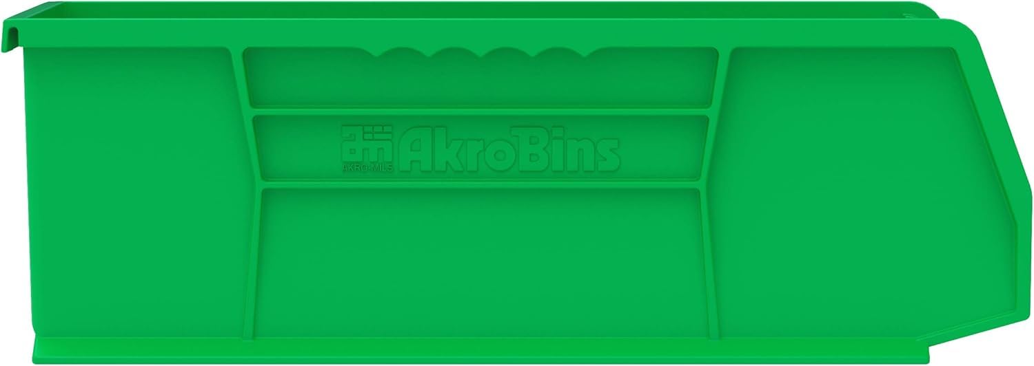 Akro-Mils 30234 AkroBins Plastic Storage Bins, 15"x5"x5", Green, 12-Pack