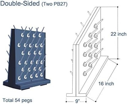 Pegboard Bench-top/Wall-Mount Laboratory Glassware Drying Rack with 27 Pegs, Black Color