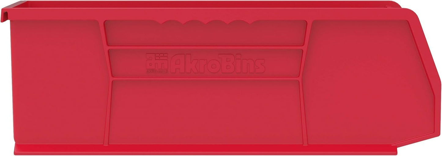 Akro-Mils 30234 AkroBins Plastic Storage Bins, 15"x5"x5", Red, 12-Pack