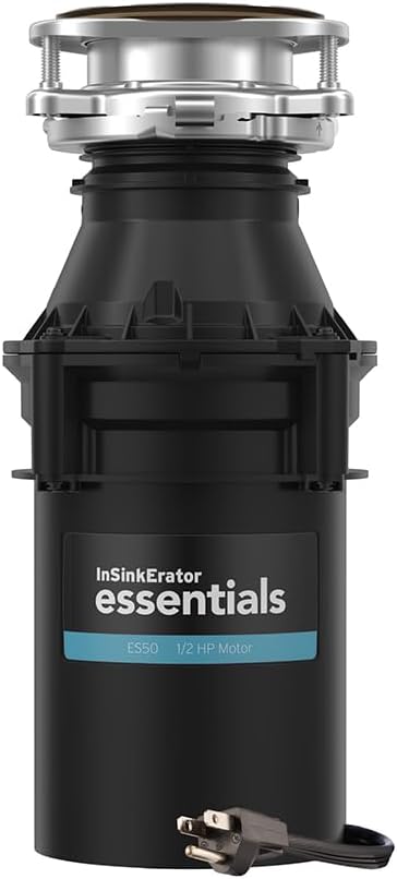 InSinkErator Essentials ES50 Kitchen Garbage Disposal with Power Cord, 1/2 HP Motor Continuous Feed