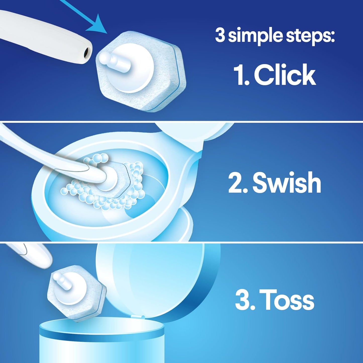 Bulk Disposable Toilet Cleaning Wand System with 96 Refill Pads, No-Touch Toilet Brush Kit with Storage Caddy, Deep Cleaning Bathroom Solution