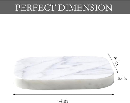 𝐋𝐮𝐱𝐮𝐫𝐲 𝐈𝐭𝐚𝐥𝐢𝐚𝐧 100% Marble Tile Coasters – Set of 4 – Square Modern Bar Coasters for Drinks, Coffee –Stone Holder for Home Décor, Housewarming Gifts (Carrara White)