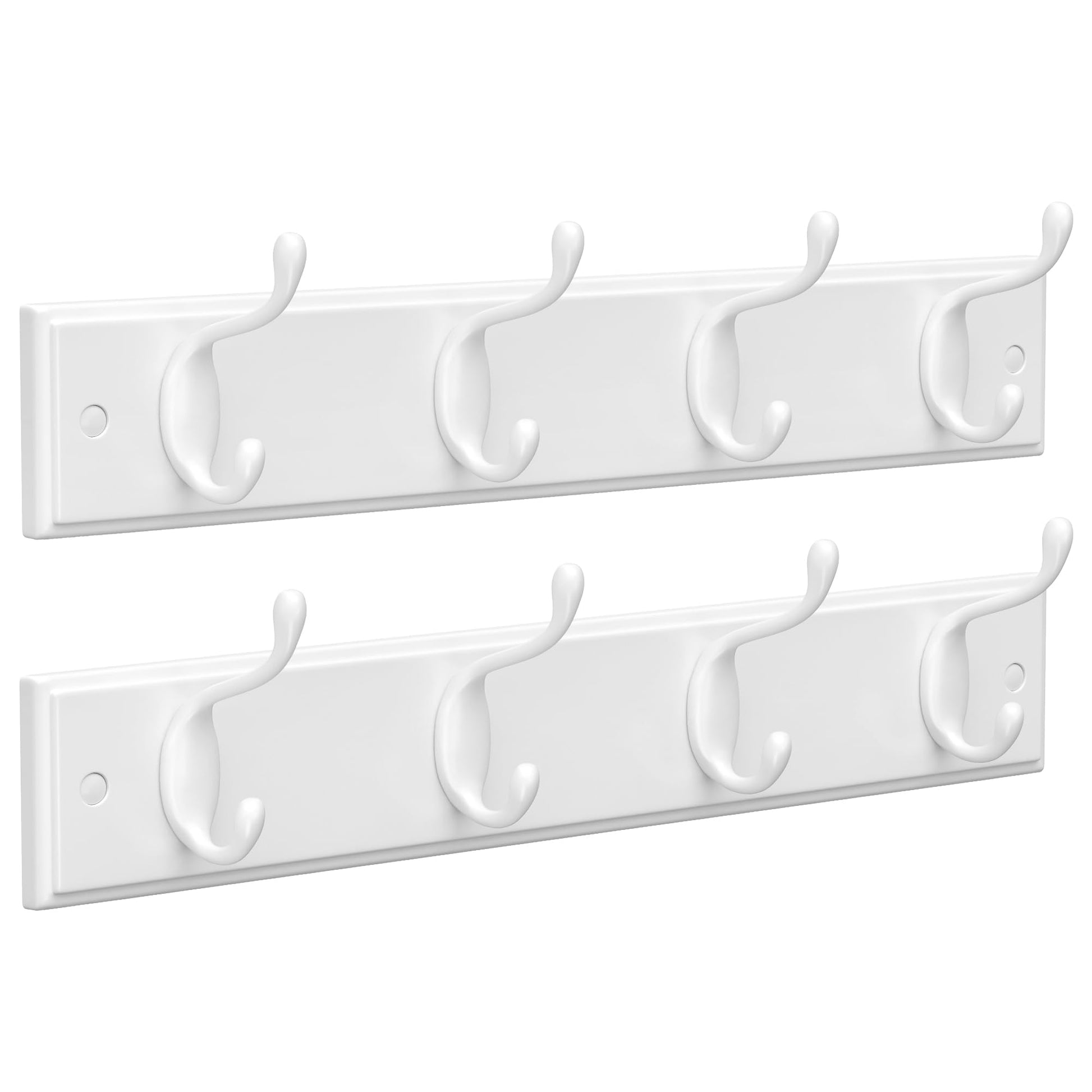 SONGMICS Wall-Mounted Coat Rack, Hook Rack, 8 Dual Metal Hooks, White