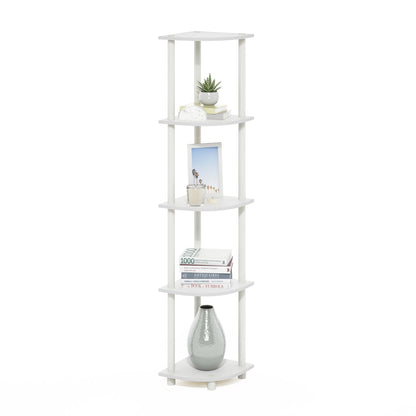 Furinno Turn-N-Tube Corner Shelf, 5-Tier Corner Bookshelf, Open Storage Shelves, for Organization