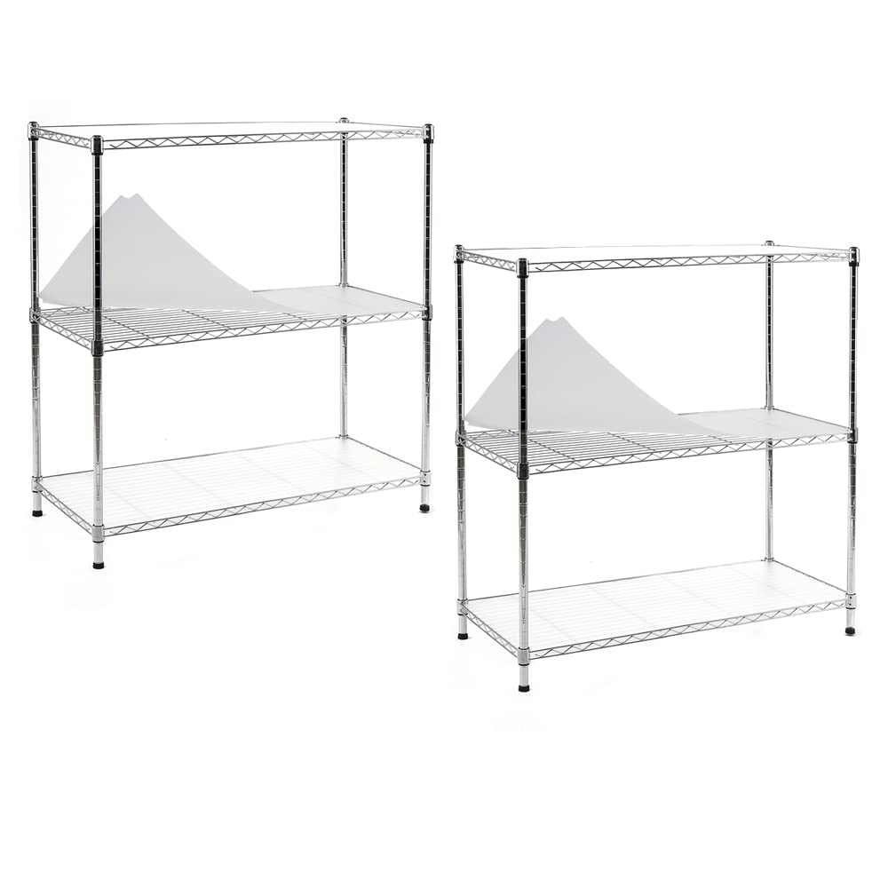 EFINE 2-Pack 3-Shelf Chrome Shelving Unit with 3-Shelf Liners, Adjustable Rack, Steel Wire Shelves