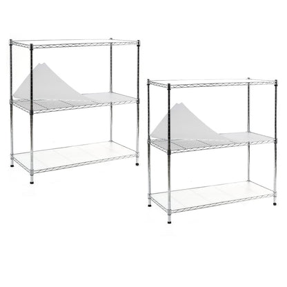 EFINE 2-Pack 3-Shelf Chrome Shelving Unit with 3-Shelf Liners, Adjustable Rack, Steel Wire Shelves