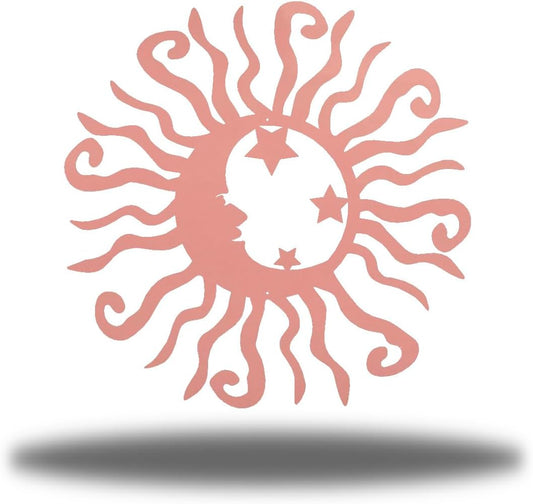 Riverside Designs Wacky Solar Moon Metal Wall Art Steel Outdoor Decor | Heavy-Duty and Waterproof | Made in USA (Pink, 30L x 30W)