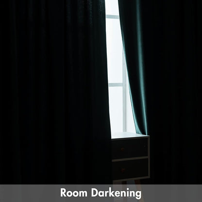 MIULEE Teal Velvet Curtains Thermal Insulated Blackout Curtain Drapes for Bedroom Living Room Darkening 84 Inches Long Curtains Panels Rod Pocket Set of 2