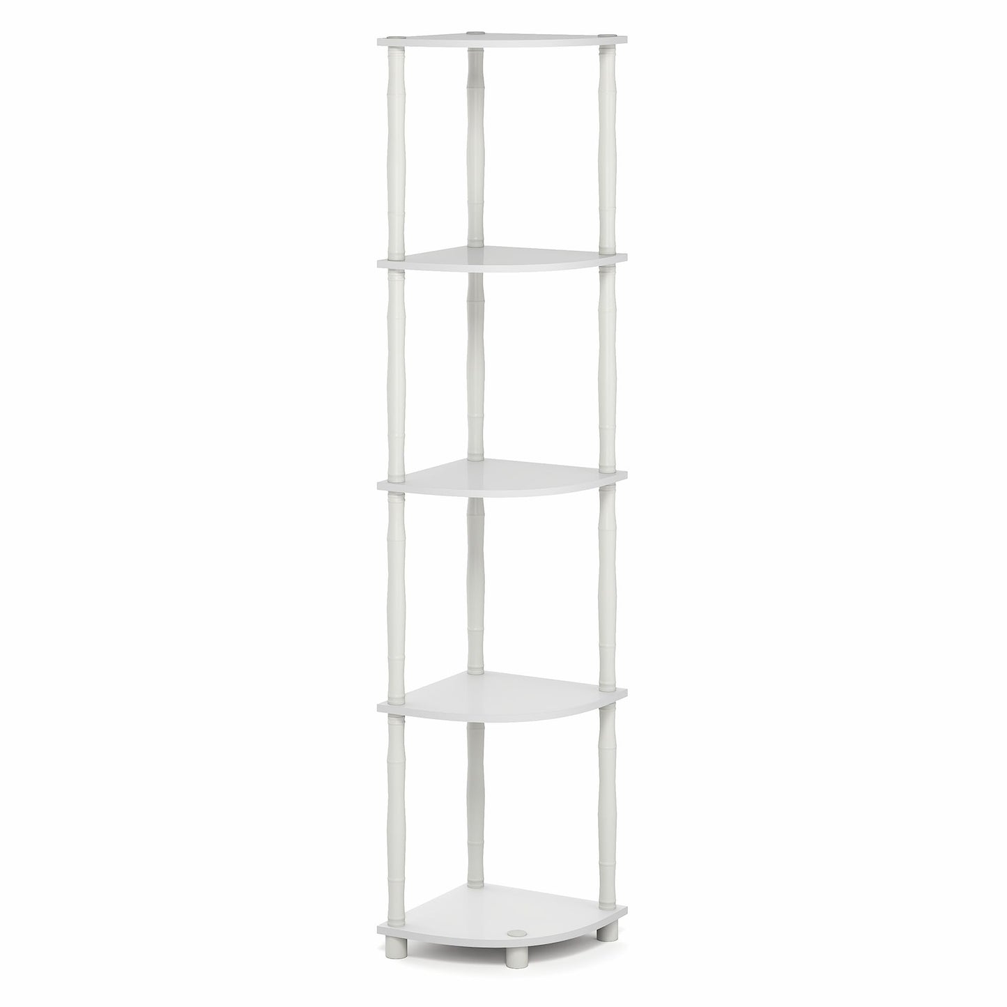Furinno Turn-N-Tube Storage Shelves, 5-Tier Open Frame Book Shelf, Standing Corner Shelf, Toolless