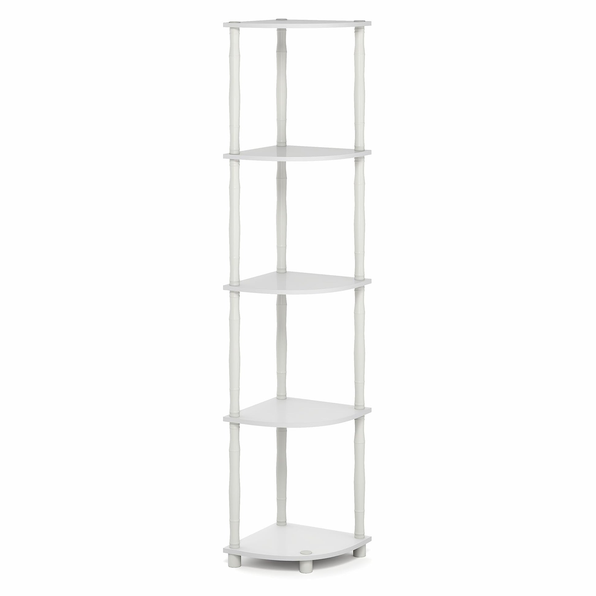 Furinno Turn-N-Tube Storage Shelves, 5-Tier Open Frame Book Shelf, Standing Corner Shelf, Toolless