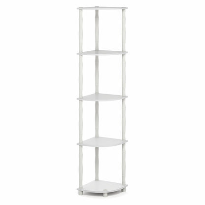 Furinno Turn-N-Tube Storage Shelves, 5-Tier Open Frame Book Shelf, Standing Corner Shelf, Toolless